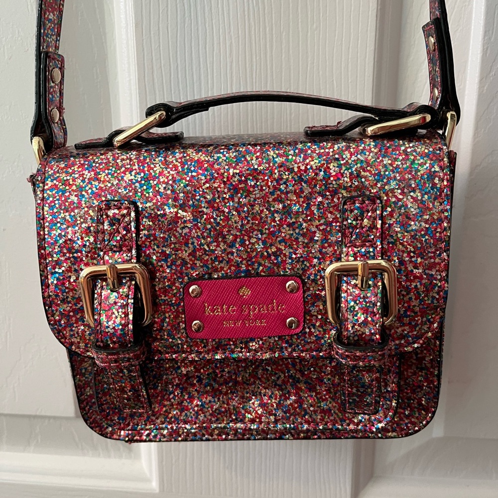 Girls Kate Spade Scout Glitter Crossbody w/matching wallet. Excellent Condition!